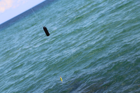 wireless GoFish Cam on a fishing line